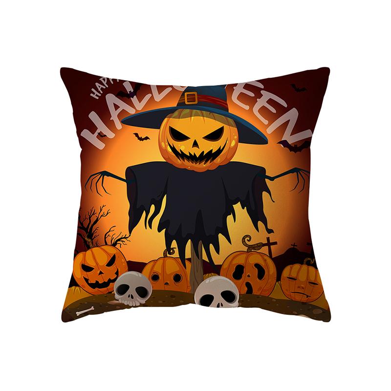 Home Decor Halloween Theme Scary Pumpkin Print Pattern Cushion Cover Sofa Decoration Square Polyester Throw Pillow Cover
