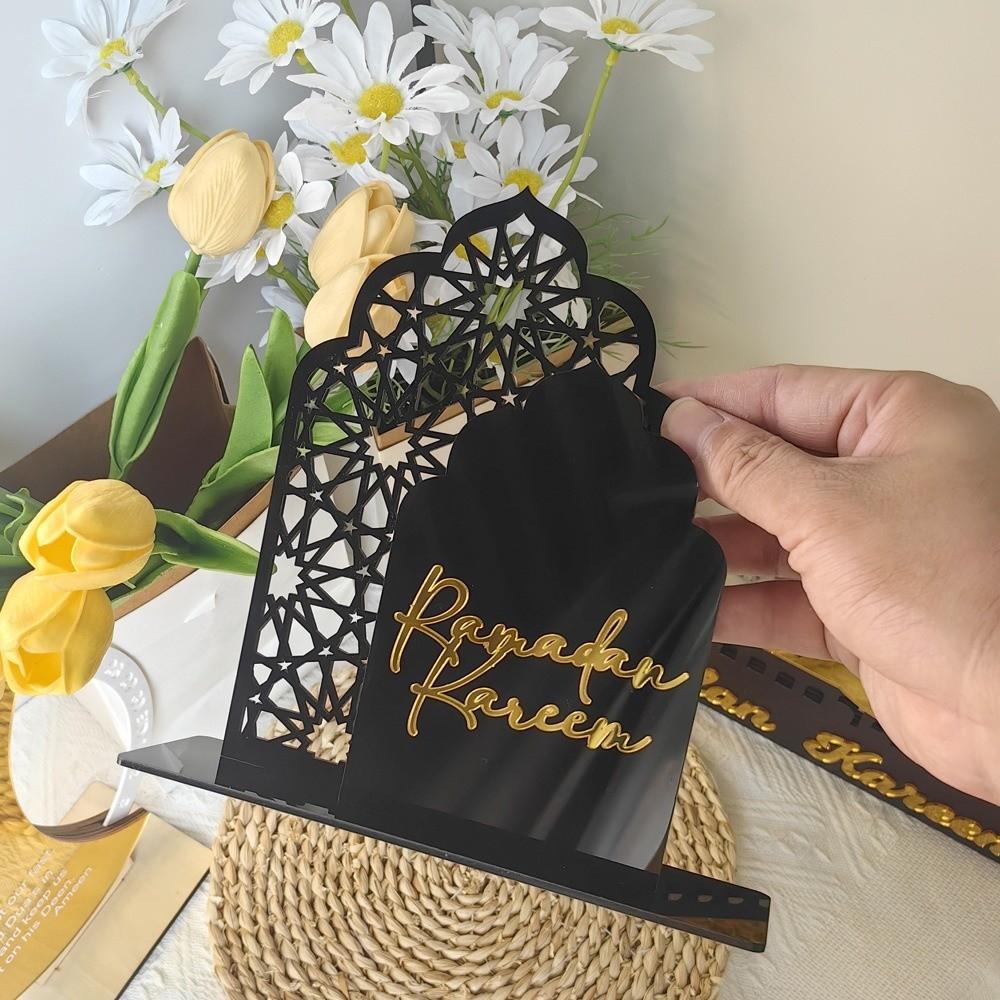 Kreative Acryl-Ramadan-Ornamente Burg Basteln Gold Schwarz Eid Mubarak Dekorationen DIY Islamische Tischdekoration
