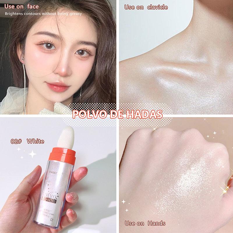 Pat Powder Naturlig lysende kragebein Highlighter Powder Cheek Highlighter Løst pulver