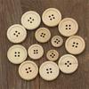 50Pcs Wooden Buttons Natural Color Round 4-Holes Sewing Scrapbooking