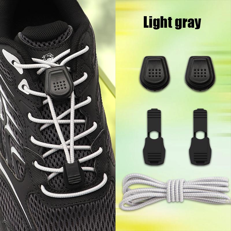 1Pair Press Lock Buckle Lazy Shoe Laces Elastic Round Shoelaces with For Kids Adults Suitable for A Variety of Shoes