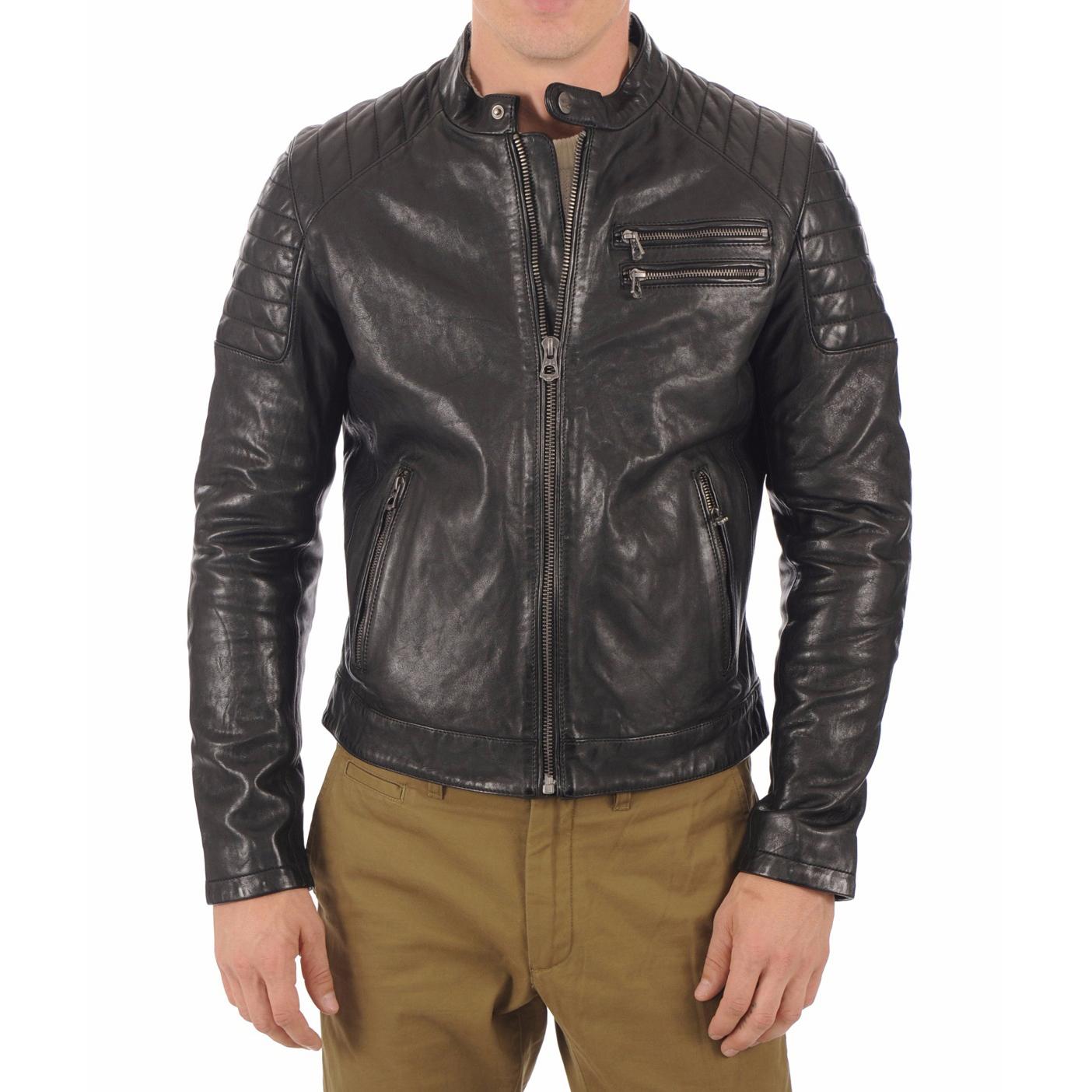 

SkinOutfit Men s Genuine Lambskin Black Leather Jacket Stylish Motorcycle Bomber Biker Outerwear MJ 218 XS чорний