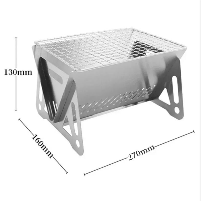 Wood Burning Camp Stove Picnic BBQ Cooker Stainless Steel Folding Backpacking Stove with Grill-Grid Wood Fire Stove for Outdoor