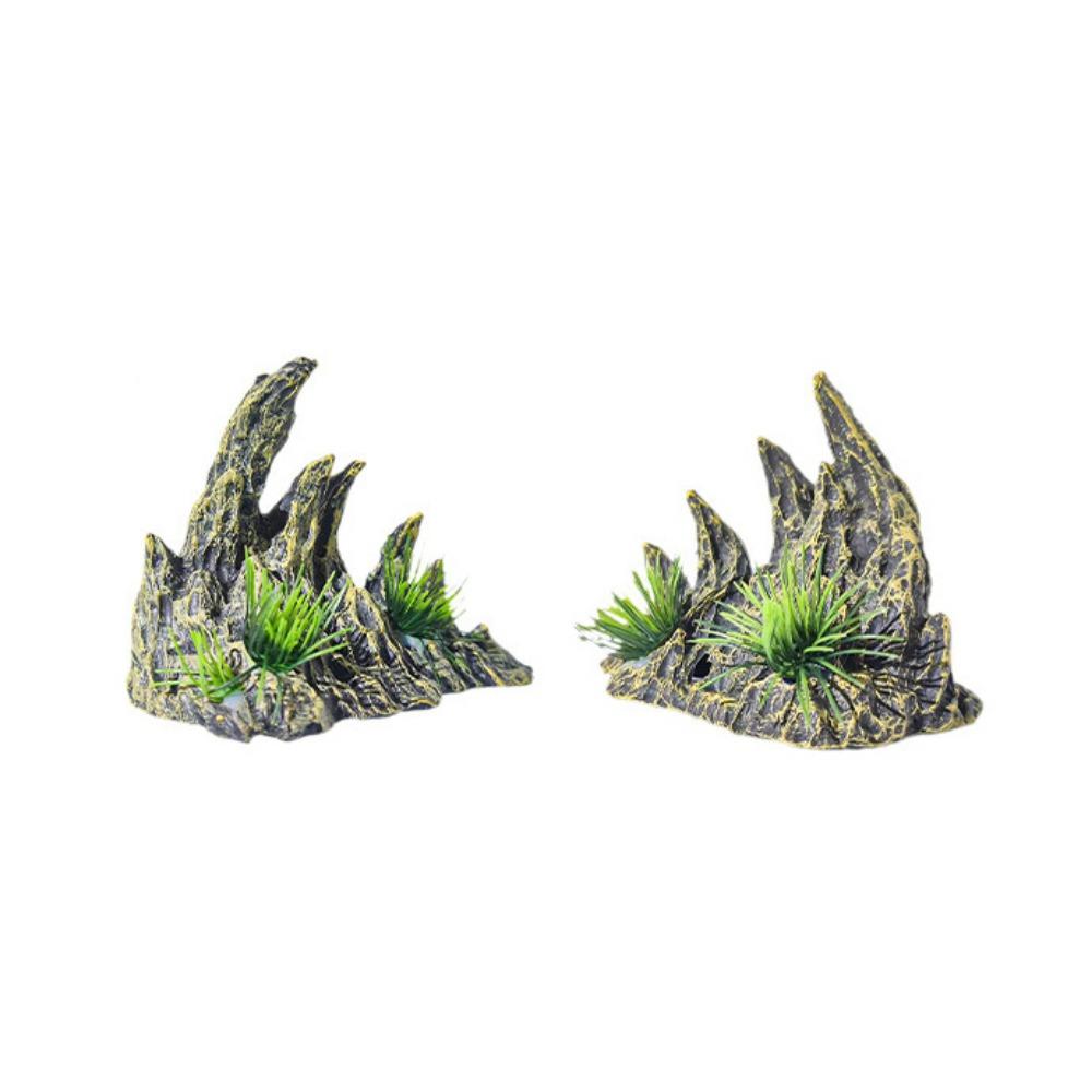 2pcs/set Resin Dragon Bone Landscaping Stones Lifelike Fish Hiding Cave Shelter  Fish Tank
