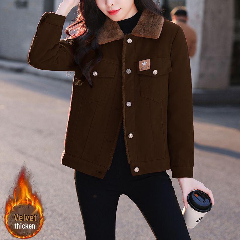 2025 Petite Women's Stylish Winter Short Jacket, Fleece-Lined, Thickened Cotton Coat