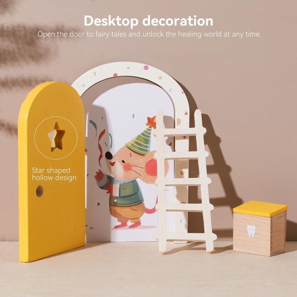 Dollhouse Cartoon Elf Door Room Wall Decoration Mini Fairy Door Ornaments Wood Fairy Elf Door