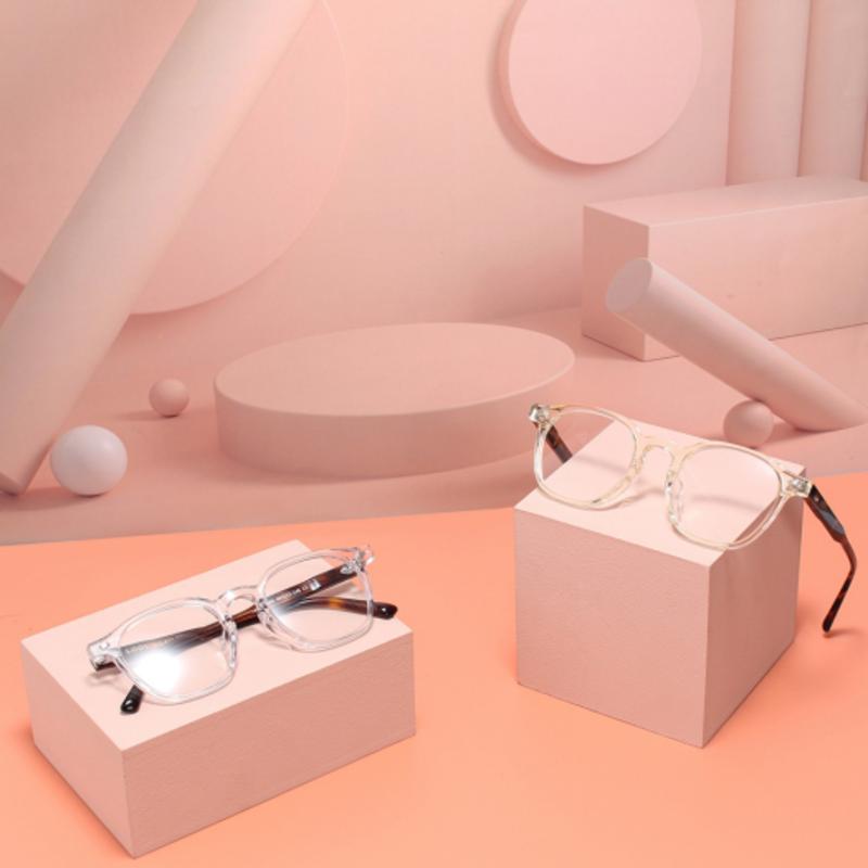 LOOKING4U NN044 Acetate Full-Frame Horn-Rimmed Glasses C4 Transparent Lime