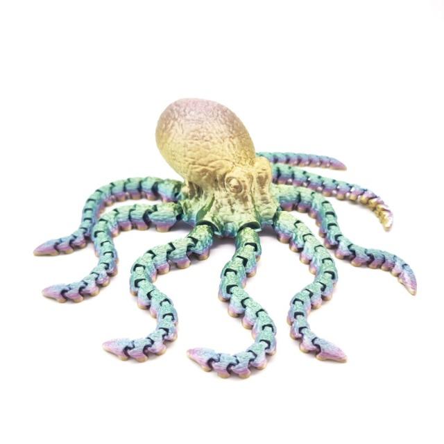 Lebendige Farbe Tiefsee-Oktopus 3D-gedruckte Figur Bewegliche Gelenke Simulationsaugen Vielseitige Schreibtischdekoration