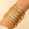 7Pcs Stainless Steel Gold Color Open Bangles For Women Vintage Design Geometric Star Heart Twist Bracelets Party Wedding Jewelry