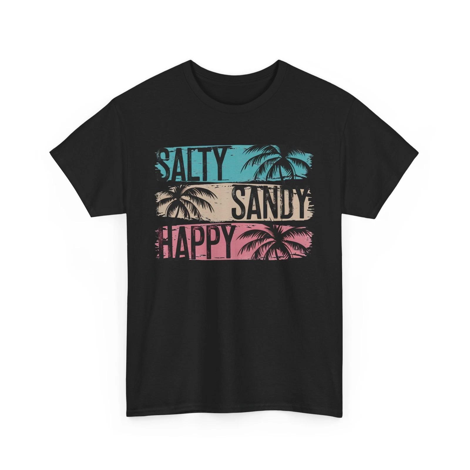 Beach Vibes T-Shirt | Summer Ocean Waves Tee | Salty Sandy Happy Striped Beach L