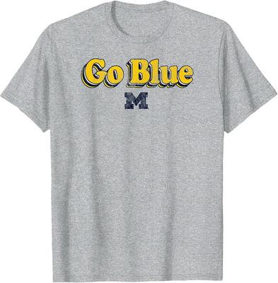 Michigan Wolverines Vintage Go Blue Gray Officially Licensed T-Shirt