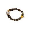 Yingge Qi Nan Agarwood Bracelet with Amber and 925 Silver Spacer (No Artificial Oil Injection)