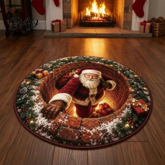 Decorative Floor Mat for Party Christmas 3D Illusion Rug, Black Hole Vortex Visual Effect Mat, Non-Slip Rug Holiday Door Machine Washable Entryway