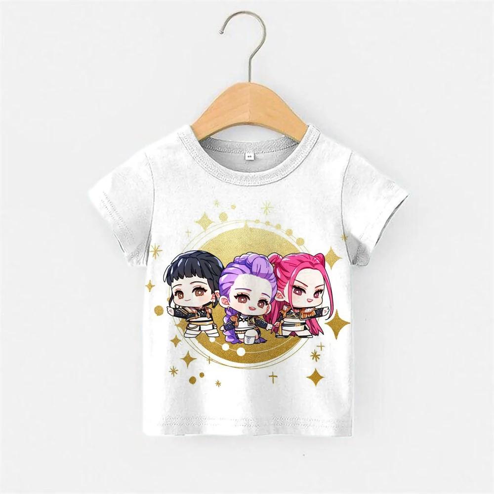 KPop Dämonenjäger Huntrix T-Shirts 3D Kurzarm T-Shirts Kind MÄDCHEN Kleidung Streetwear Grafikdruck T-Shirts