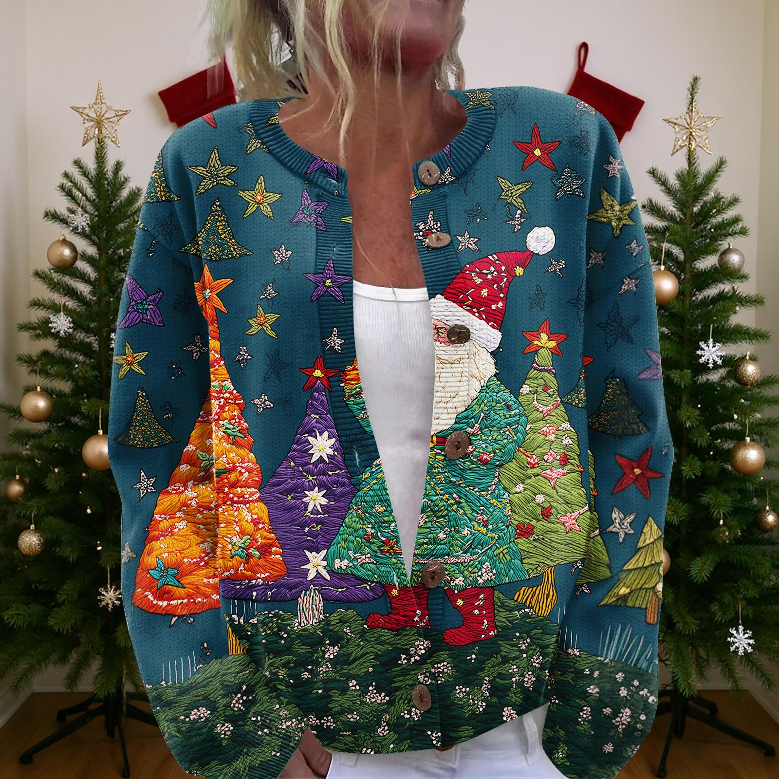 

Женский рождественский свитер Милый забавный рождественский свитер Осень и зима Свитер с длинным рукавом вязаный XXL