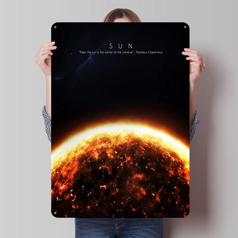 

Солнце Металлический Постер Украшение Домашние Украшения Настраиваемые Металлические Жестяные Таблички для Настенного Художественного Украшения Домашний Декор Барные Аксессуары 20x30cm（7.8x11.8inch）