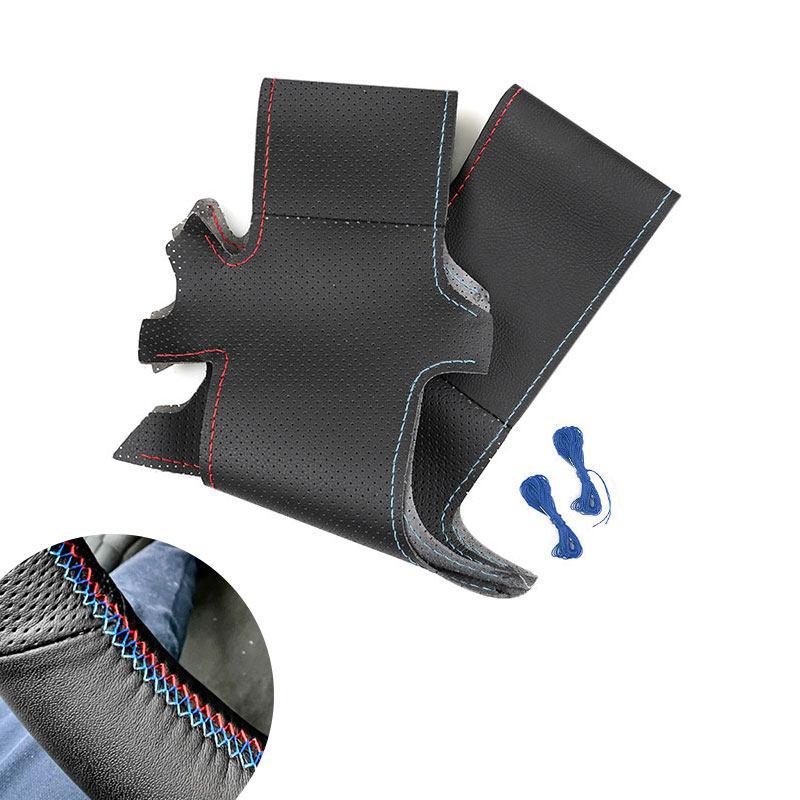 Car Steering Wheel Cover For BMW 3 5 Series E36 E46 E39 X3 E83 X5 E53 Perforated Microfiber Leather Braid W/ Needles & Threads