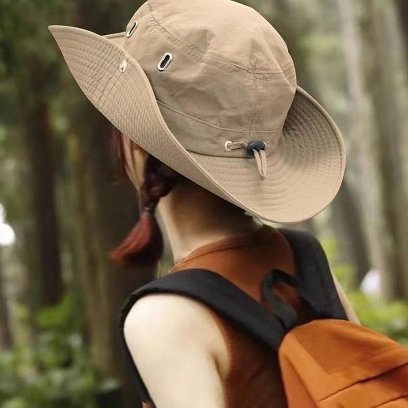 Retro Women's Mountaineering Hat Spring Summer Outdoor Camping Drawstring Western Cowboy Simple Sunshade Fisherman Cap