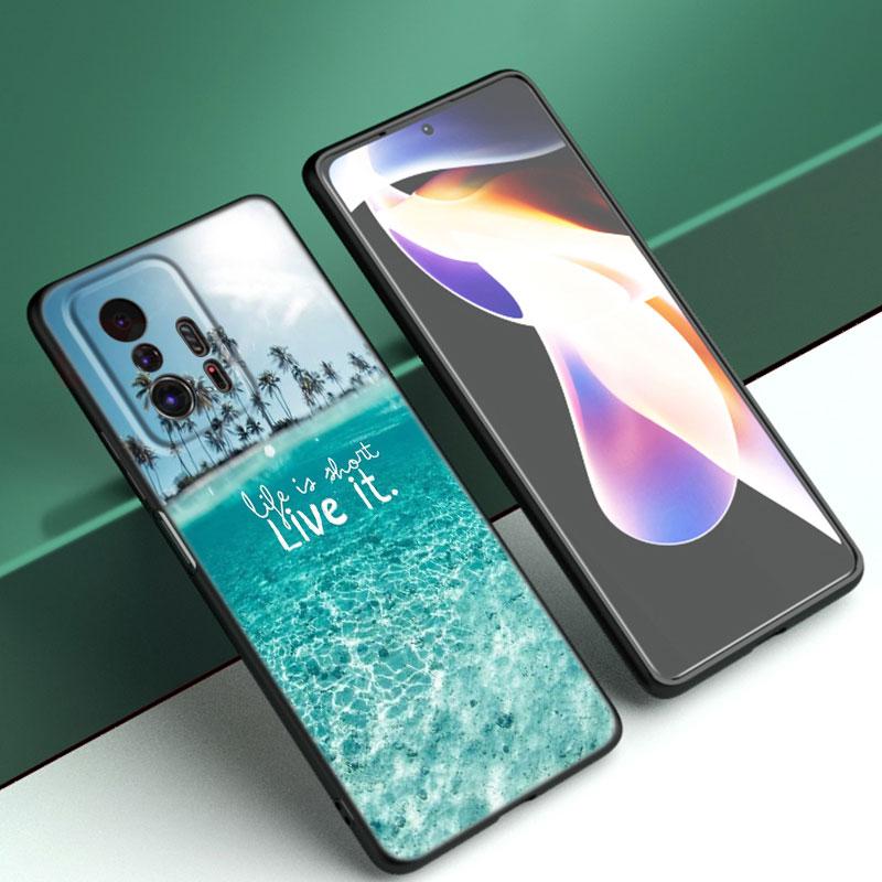 Summer Beach Sunset Sea Phone Case For Xiaomi Mi A2 8 9 SE Note 10 10T 11 12 Lite 9T 11T 12S 12T Pro A3 6X 12X TPU Black Cover