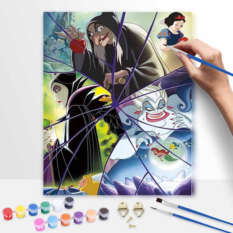 Disney Oil Painting Art Painting Set Villains Home Wall Decor Handmade Gift 30x40cm