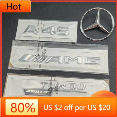 AMG W220 Für Benz Heiß 3D ABS Chrom A45 Logo Karosserie-Kit Turbo 4MATIC Plakette AMG Emblem Auto Heckstern Aufkleber Für Mercedes Benz A45