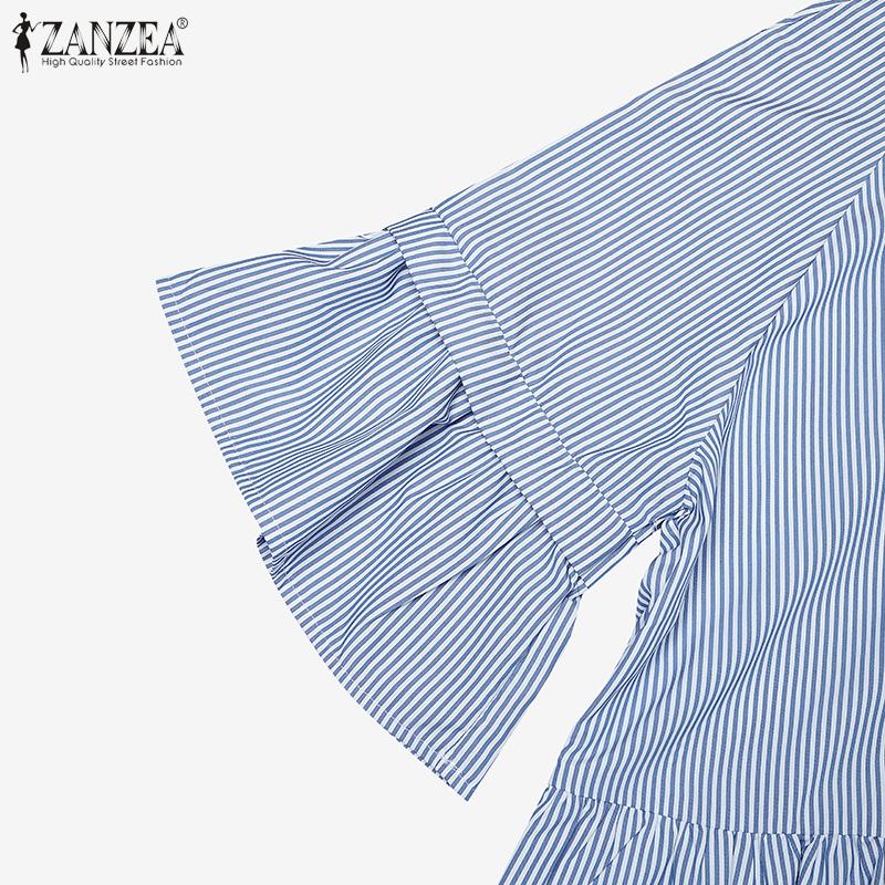 ZANZEA Dámská ležérní halenka s kulatým výstřihem a 3/4 rukávem s volným pruhem