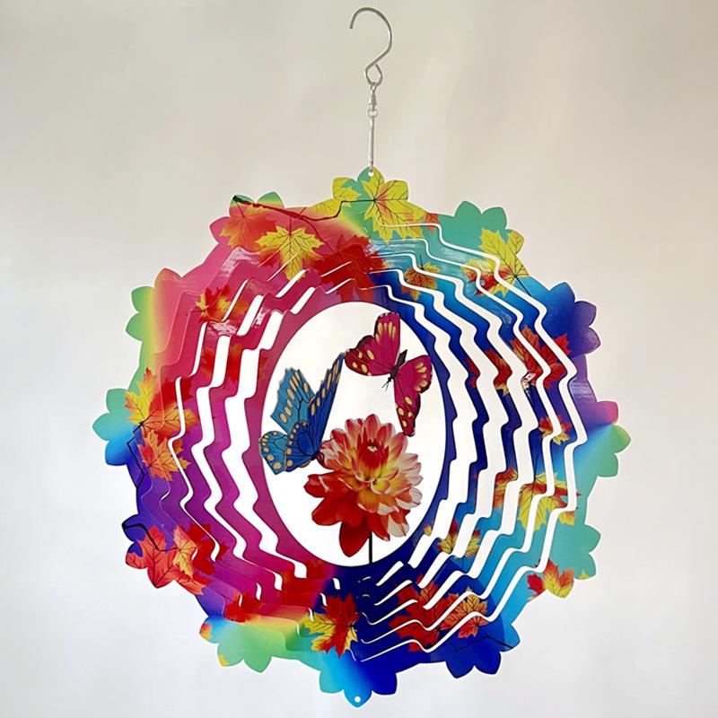 

3D Maple Leaf Butterfly Wind Spinner & Chime - 12 Inch Outdoor Hanging Decoration
