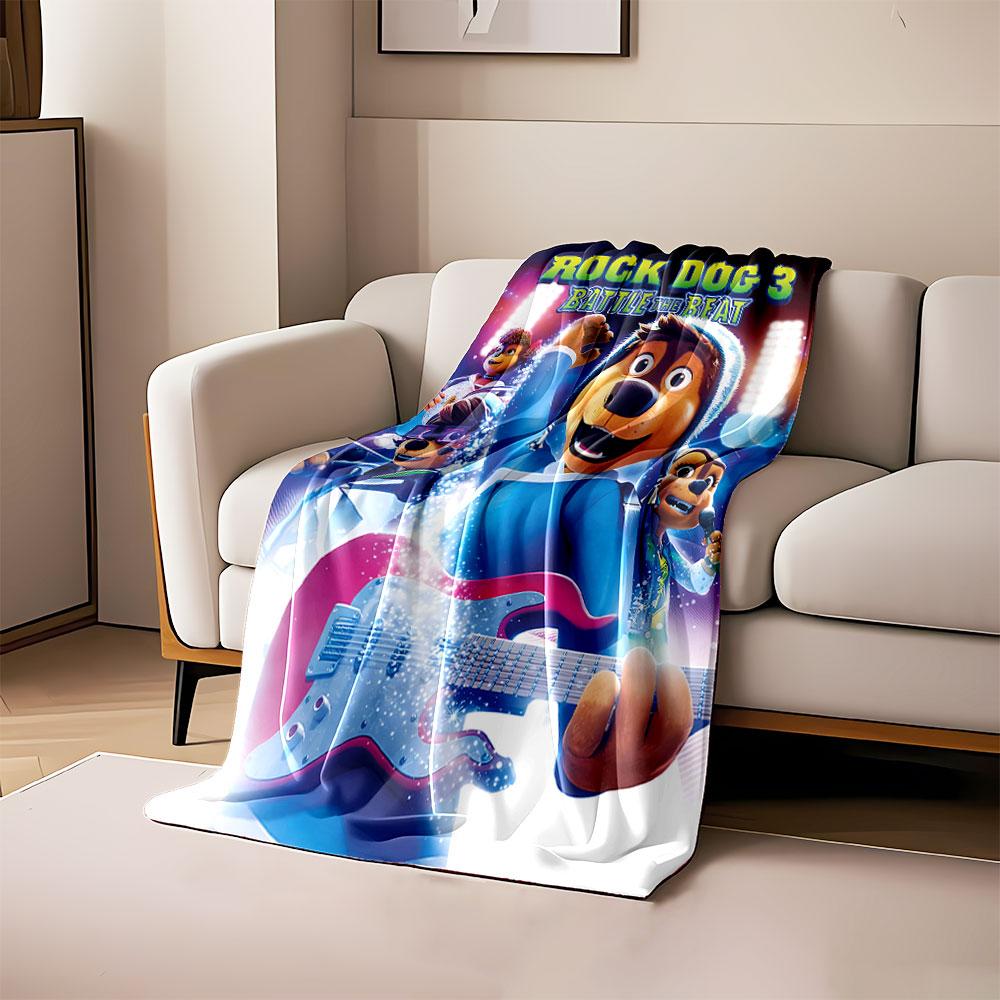 

A group of anthropomorphic animals performing music with vibrant lighting. for all seasons blanket lunch break throw gift 80cm x 120cm