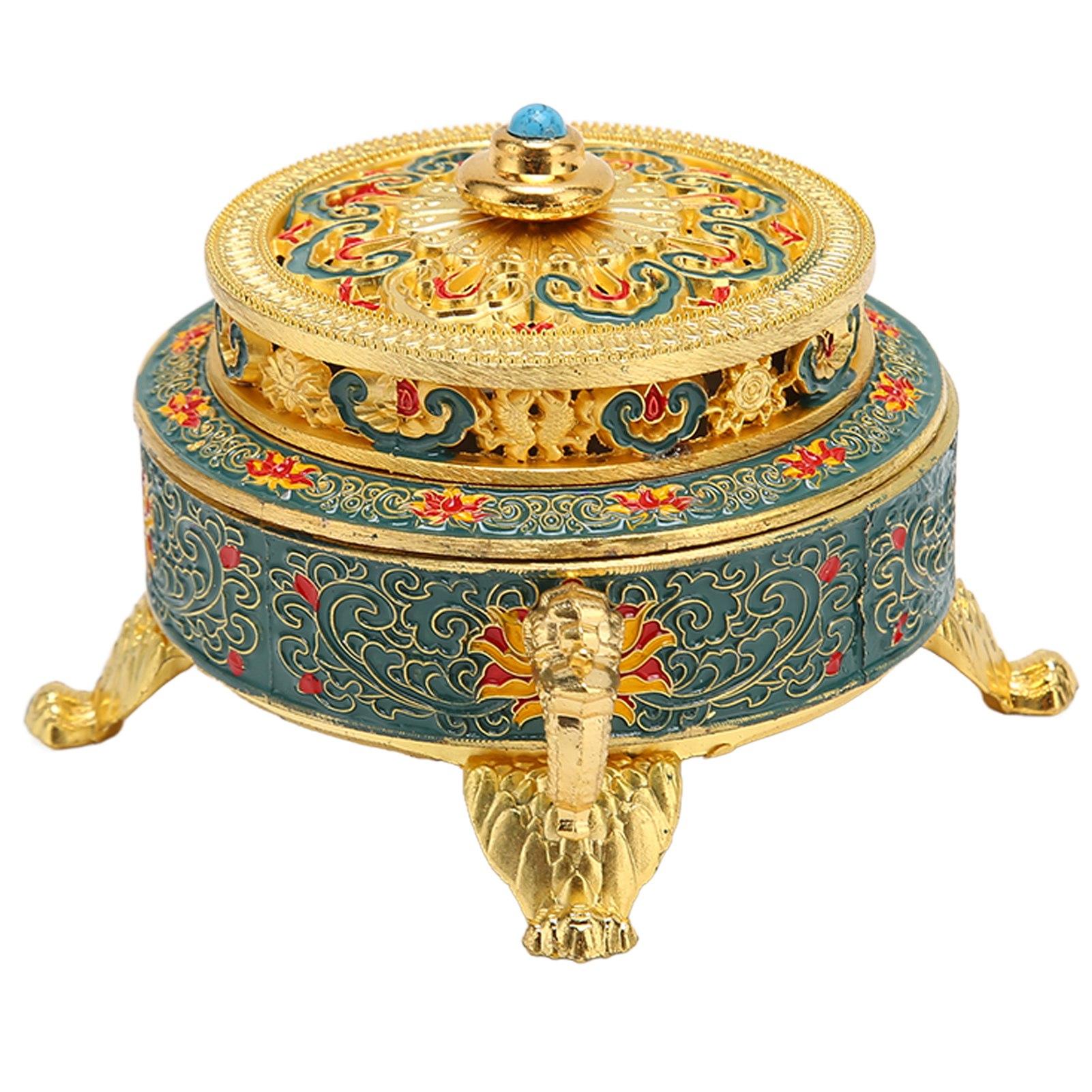 

Курильница для благовоний с крышкой ручной работы, антикварная полированная, для украшения комнаты для медитации синий