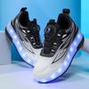 Chaussures à roulettes Junshi à boucle rotative et double roue LED