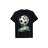 Europese Maat Zwart Sport T-shirt met een Voetbal En Sneakers Ontwerp, Perfect voor Training, Wedstrijden En Casual Uitjes, Gemaakt van Ademend Materiaal