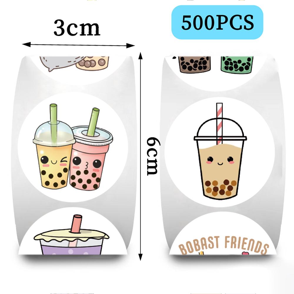 500Pcs Cartoon Pearl Milk Tea Stickers For School Students Children Reward Encouragement Sticker Scrapbooking Decoration