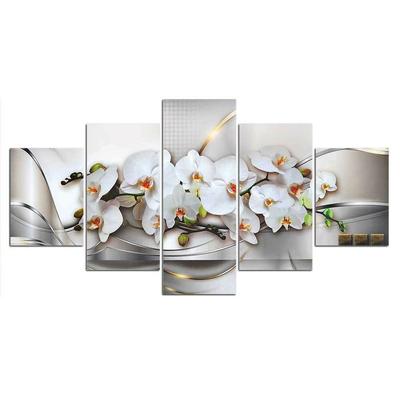5Pcs White Flower Abstract Modern Decor Canvas Wall Art HD Print 5 Pieces Pictures Paintings 5 Panel Room Decor