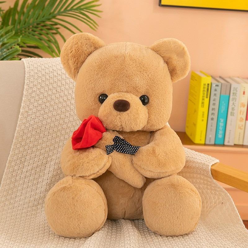 1/2/3PCS 25cm/9.84Inch Cute Rose Teddy Bear Plush Toy Small Stuffed Doll Soft Plushie for Girls Romantic Valentine Day Gift