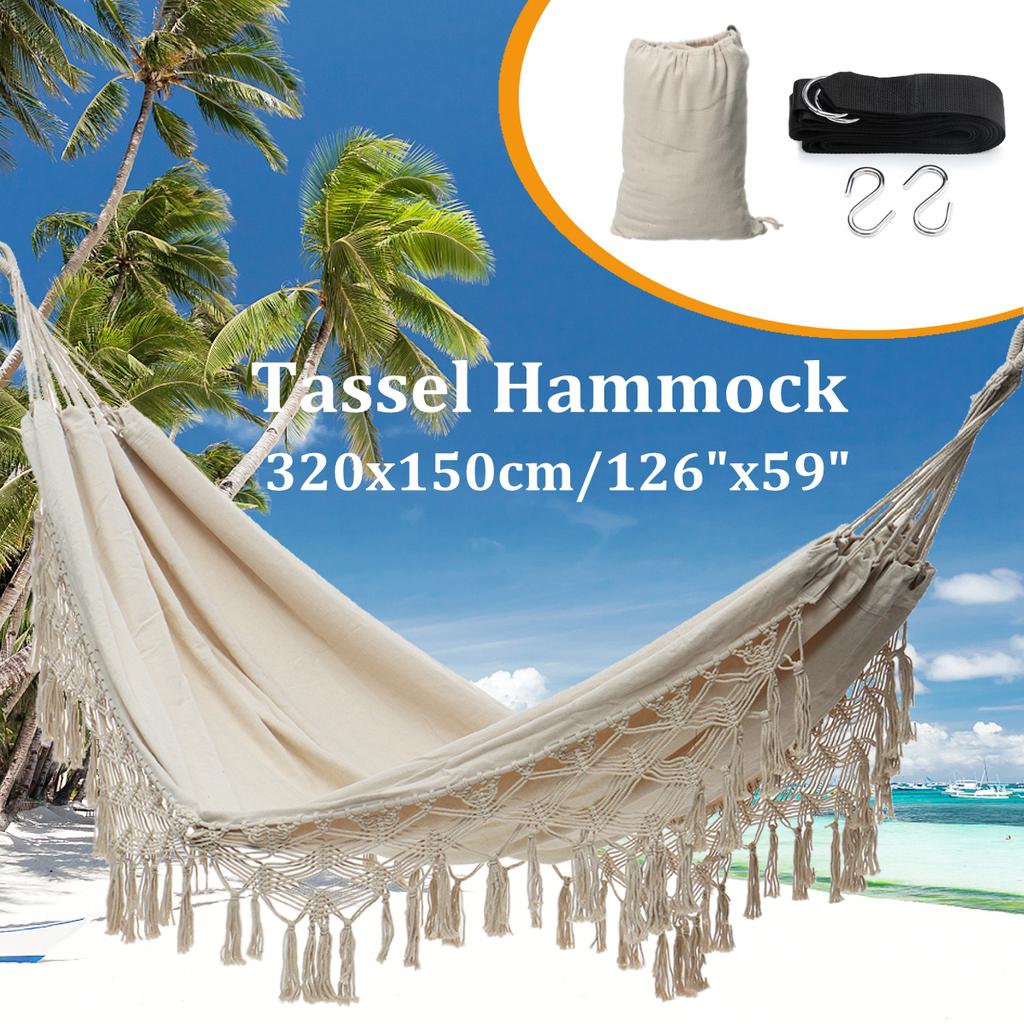 83/"x59/" 2 Person Hammock Hanging Bed Travel Camping Hiking Portable Cotton
