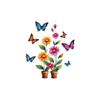 Self-adhesive Creative Colorful Butterflies Flowers Potted Plant Wall Stickers for Living Room TV Bedroom Headboard Home Decor
