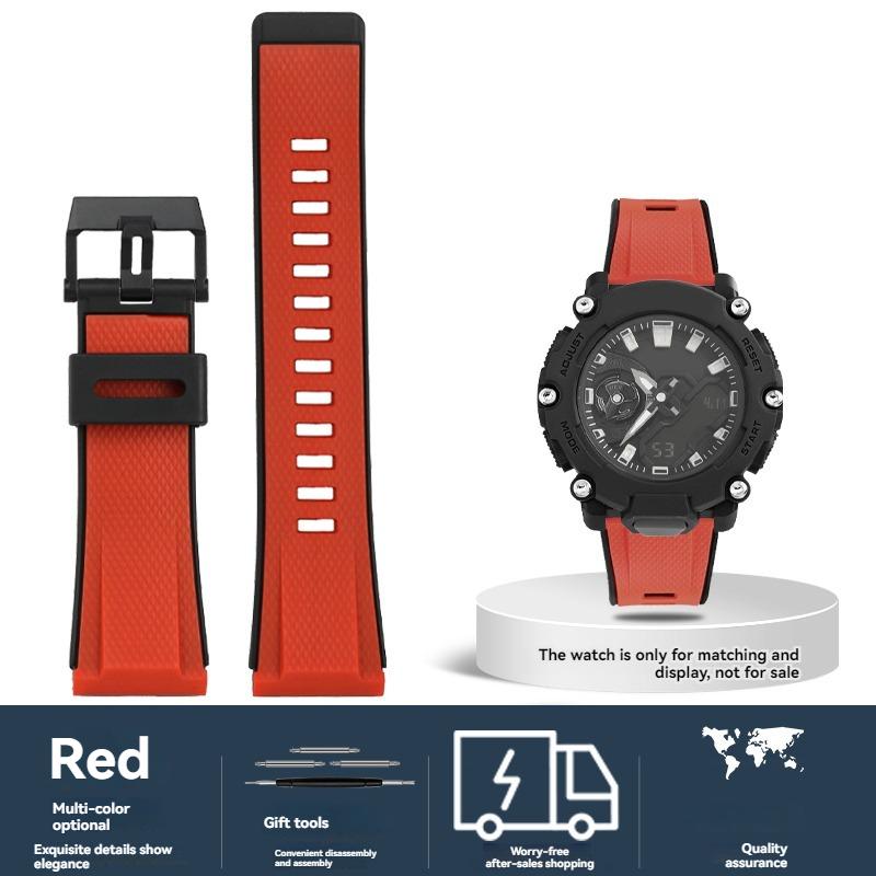 For CASIO GA-2000 GA2000 GA-2200 PRG-600 prg-650 PRW-6600 Series Watch Chain Soft Silicone Rubber Strap Orange Wristband 24mm