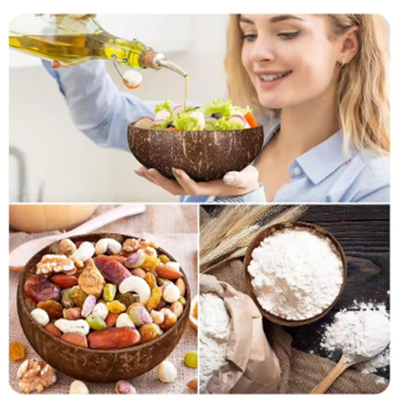 Miski kokosowe do serwowania potraw Drewniana miska sałatkowa wielokrotnego użytku Przybory do serwowania Naturalne miski z łupin kokosa Śniadanie na przyjęcie