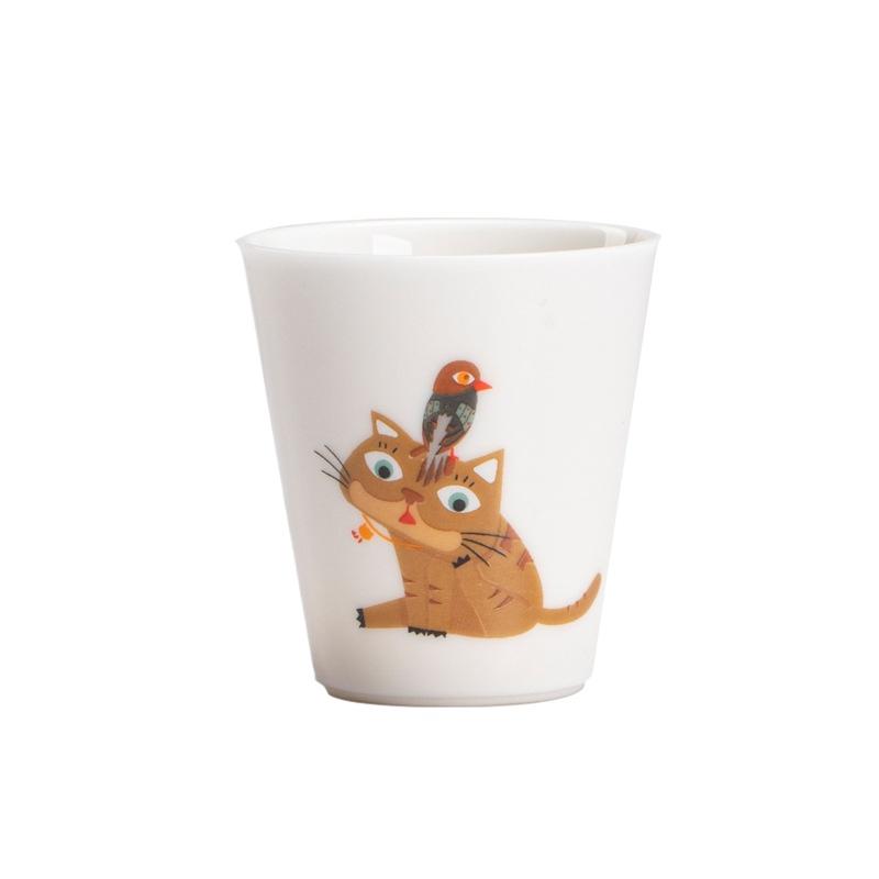 45ML Cat Tea Cup Gongfu Tea Set Smelling Cup Handmade Ceramic Zen Chinese Tea Ceremony