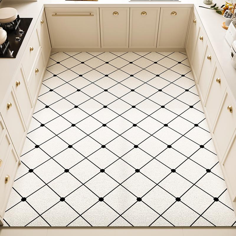 Fresh Kitchen Mat - Waterproof, Oil-Resistant, Non-Slip PVC Leather Area Rug, Easy-Clean and Cuttable Floor Mat for Home Use