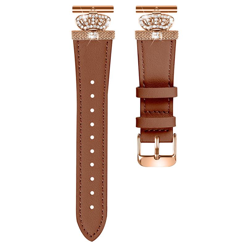 

For TicWatch E/2/C2 (Black/Silver Dial) Strap Genuine Cow Leather Watchband with Rose Gold Connector Brown
