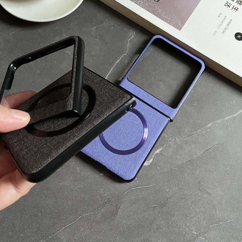 Fabric Cloth Texture Magnetic Case for Motorola Moto Razr 60 50 Ultra 40 5G 2022 2020 Shockproof Mag-safe Wireless Charge Cover