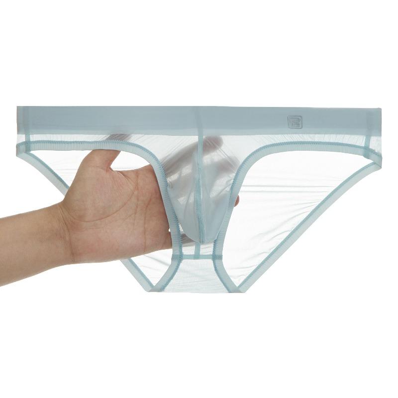 Smooth Briefs Men Sexy Bulge Pouch Underwear Ultra Thin Ice Silk Underpants Silky Boxer Brief Quick Dry Lingerie Cooling Panties