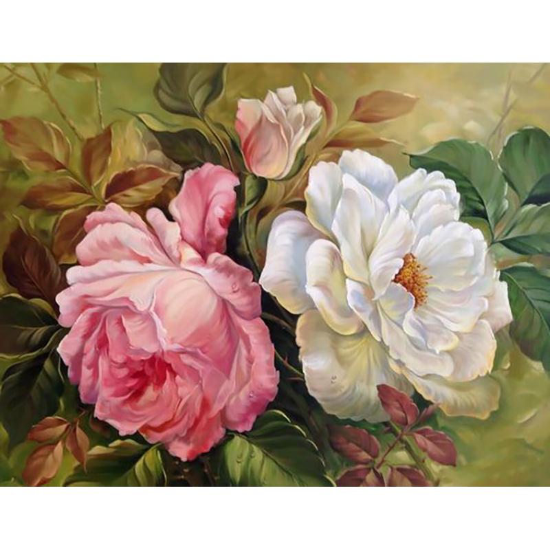 5D DIY Diamond Painting Flower Cross Stitch Kit Full Round Drill Embroidery Mosaic Art Rhinestones Home Decor Wall Art Gift