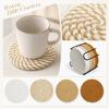 8 Piece Braided Cotton Coaster Set for Home Office Tabletop Protection Absorbent Round Coasters for Drinks Mugs Cups