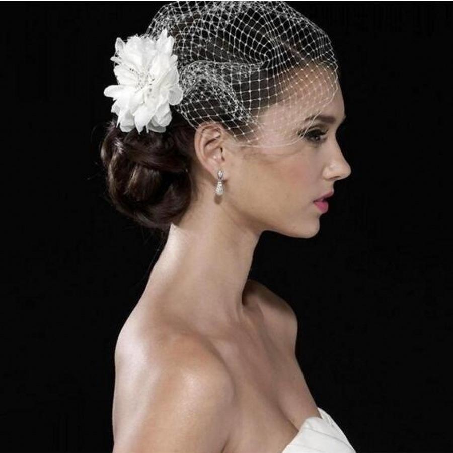 

Белый Шампань Свадебная Прическа Пучок Цветок Гребень с Фатой для Фотосессий белый