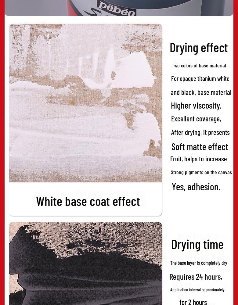 Pebeo Professional Acrylic Paint Accessories: White & Black Plaster Primer Gesso Undercoat
