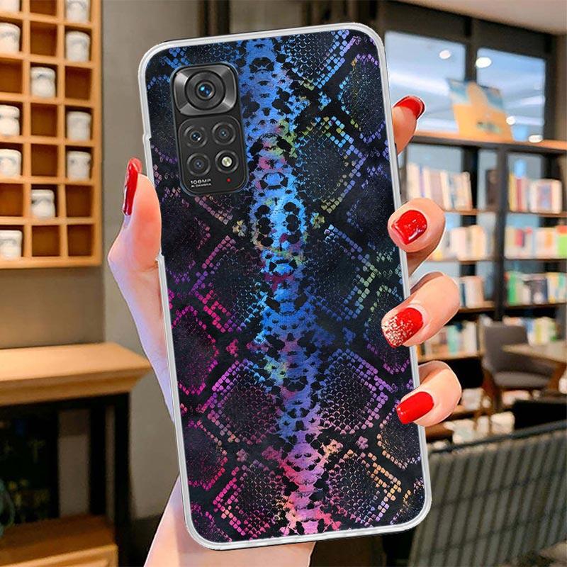 Pink Snake Skin Printing Drawing Cover Phone Case For Xiaomi Redmi Note 15 14 13 12 11 10 Pro Plus 14S 12S 11S 11T 11E 10S Soft