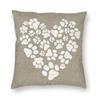 Love Dog Paws And Bones Pattern Throw Pillow Cover With Short Plush Print For Living Room Sofa Decoration Cushion Cover