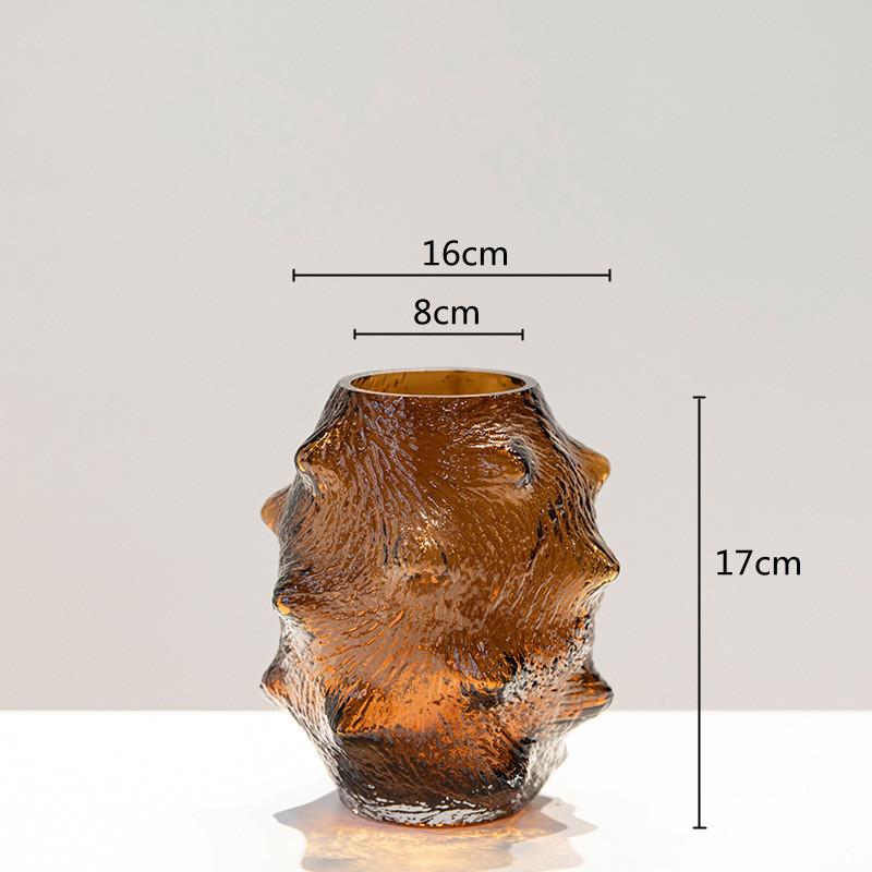 

Glass Vase Sea Cucumber Shape Irregular Grain Spine Fold Green Terrarium Hydroponic Accessories Flower Vase Home Decoration